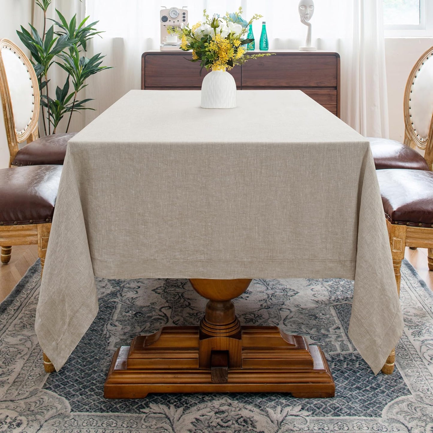 Linen World Linen Tablecloth,100% French Linen Natural Tablecloth 72" x 72" Inch,Washable Square Tablecloth for Dining,Outdoor,Weddings and Restaurants,Decorative Thanksgiving Christmas