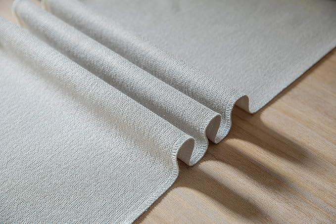 ZeeMart Light Grey Table Runners 108 Inches Long, Burlap Linen Style Rustic Farmhouse Table Runner, Long Boho Dining Table Runner, 13x108 Inches, Light Grey