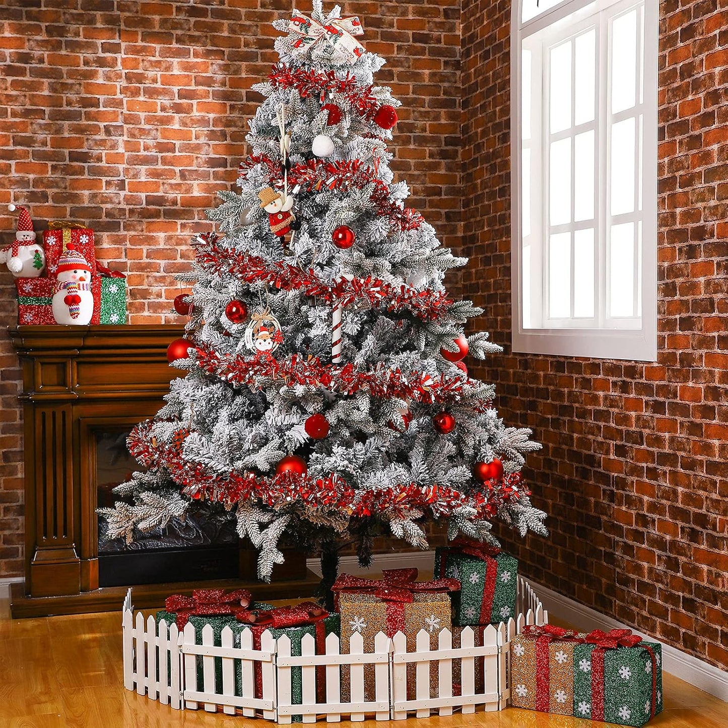 Dingion 59 Feet Christmas Tinsel Garland Metallic Twist Ornaments Hanging Glitter Xmas Garland for Christmas Tree Indoor Outdoor Decoration Party Supplies