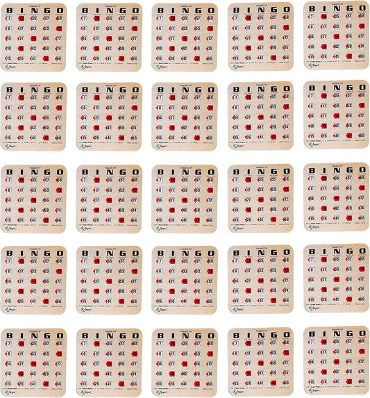 Regal Bingo Bulk Bingo Cards with Sliding Windows - Reusable Large Print Bingo Game Cards for Adults Large Group - 25 Pack, Woodgrain