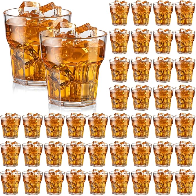 Tioncy 50 Pcs Acrylic Drinking Glasses 5.4 oz Small Whiskey Glass Clear Shot Glasses Bulk Unbreakable Stackable Oktoberfest Drinkware Mini Beer Mug for Drinking Bars Wine Vodka