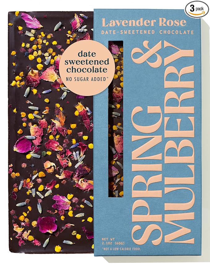 Spring & Mulberry Lavender Rose Date-Sweetened Chocolate Bar, 2.1oz