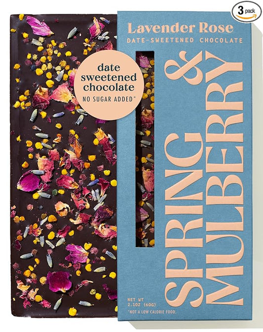Spring & Mulberry Lavender Rose Date-Sweetened Chocolate Bar, 2.1oz