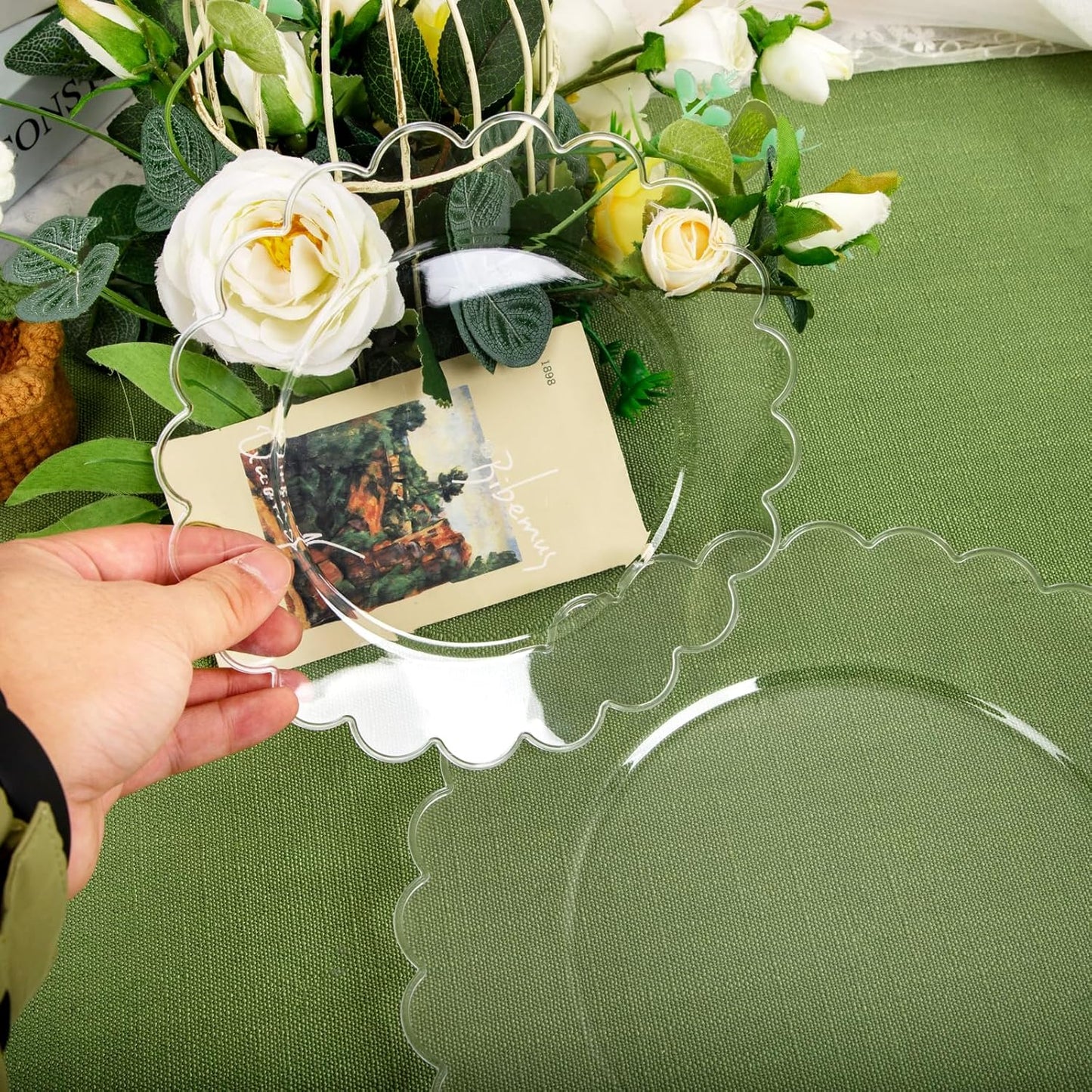 supernal 100pcs Clear Plastic Plates,Disposable Plastic Plates Heavy Duty,Premium Plate,Includes 50 Clear Dinner &50 Dessert Plate,for Party,Wedding,Brial Shower