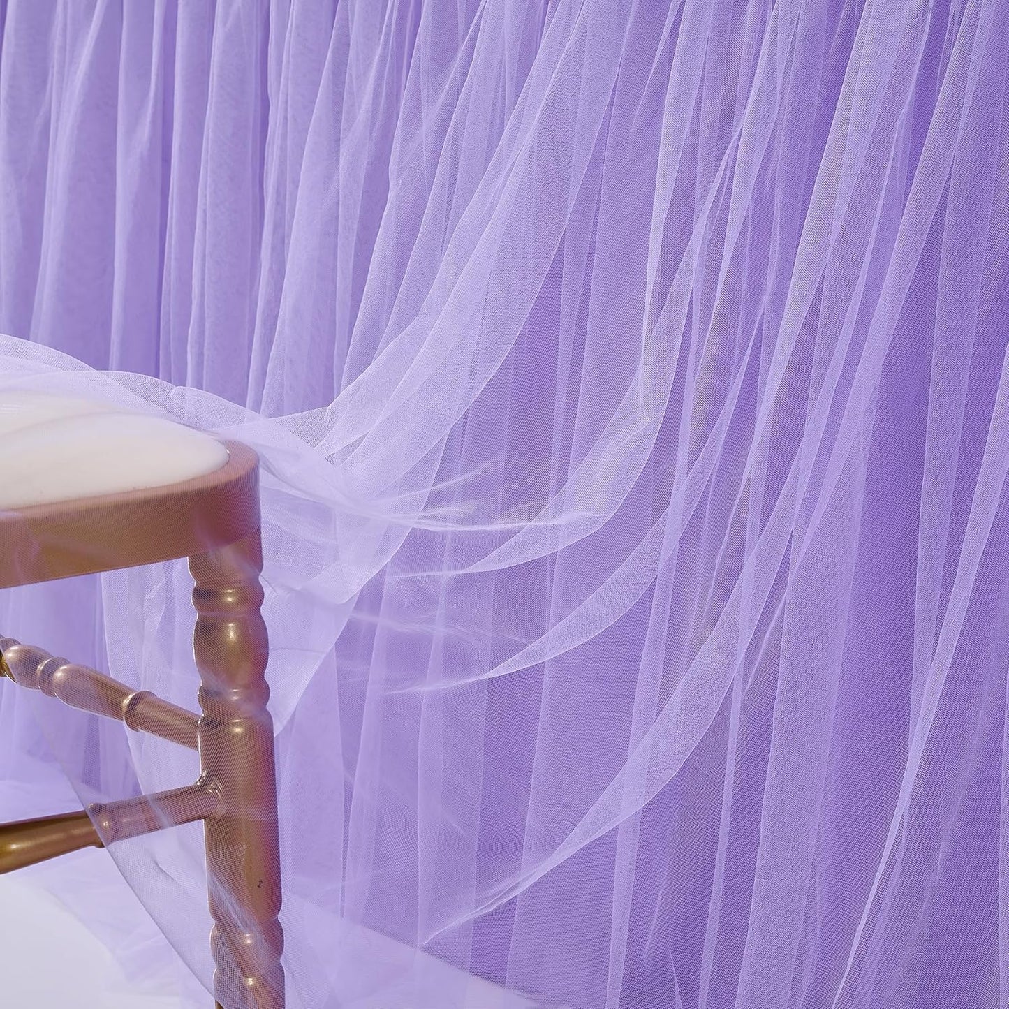 Suppromo Purple Tulle Table Skirt Tutu Table Cloth for Rectangle Tables or Round Tables for Baby Shower Girl Mermaid Birthday Party Wedding Cake Dessert Home Decoration(L14(ft) H 30in, Purple)