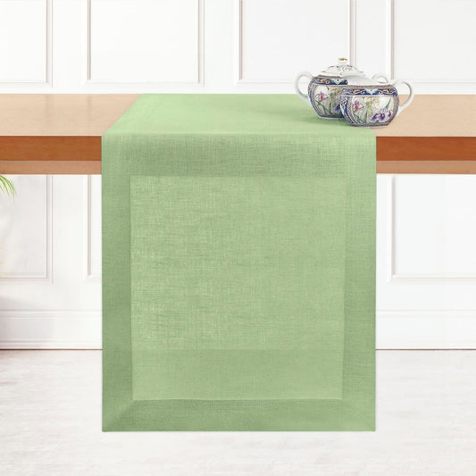 D'Moksha Homes Linen Sage Green Table Runner 120 Inches Long - 100% Pure Linen Dining Table Runner 14 x 120 Inch for Fall, Autumn and Halloween - Machine Washable