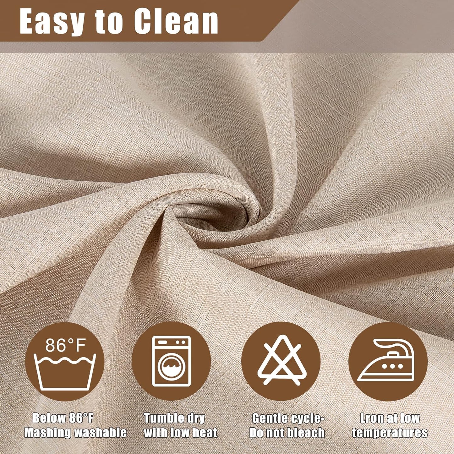 Fitable Faux Linen Tablecloth Square Wrinkle Resistant Fabric Neutral Table Cloth, Indoor Outdoor Table Cover for Kitchen Dining, Birthday Party, Farmhouse (Beige, 54 x 54 Inch)