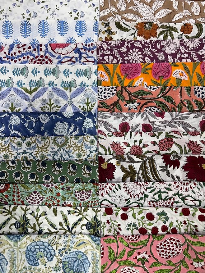 Napkins, Kitchen Towels, Table Decor, Table Linen, Cotton Cloth Border Napkins, Size 18"x 18", Hand Block Print Lunch, Dinner Napkins (Random Mix, Set of 4-18x18 Inch)