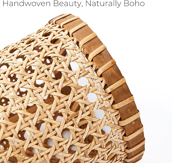 Boho Utensil Holder - Handwoven Rattan Utensil Holder for Kitchen and Countertop | Natural Woven Organizer for Rustic Kitchen Decor, Boho Basket for Cooking Tools and Tabletop Storage