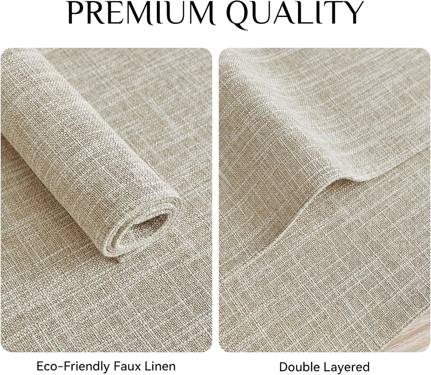 Softalker Faux Linen Placemats Set of 12-12 x 18 Inch, Heat Resistant Double Layered Durable Burlap Farmhouse Place Mats, Non-Slip Washable Rustic Table Mats for Dining, Kitchen, Party（Beige