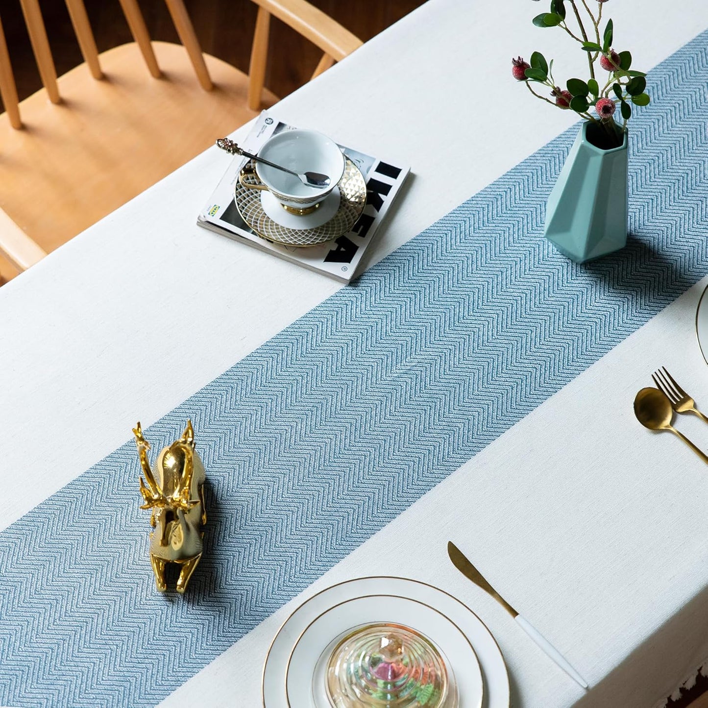 Oubonun Cotton Linen Square Tablecloth - Wrinkle Resistant & Waterproof - Machine Washable Table Cloth with Tassels for Kitchen & Dining, 55''x55'', 4 Seats