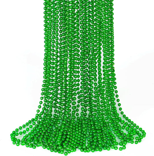 St Patricks Day Accessories, 15PCS Green Beads Necklaces Decorations, 33" Saint Patricks Day Mardi Gras Xmas Necklace Party Favor, Green Mardi Gras Beads Bulk for Wedding Birthday Holiday Parade Throw