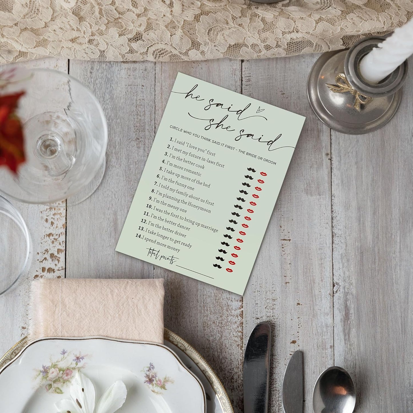 Bridal Shower Games, He Said She Said Game, 25Pcs Minimalist Sage Green Bridal Game Cards, Wedding Shower Games for Guests, Engagement Bachelorette Party Supplies