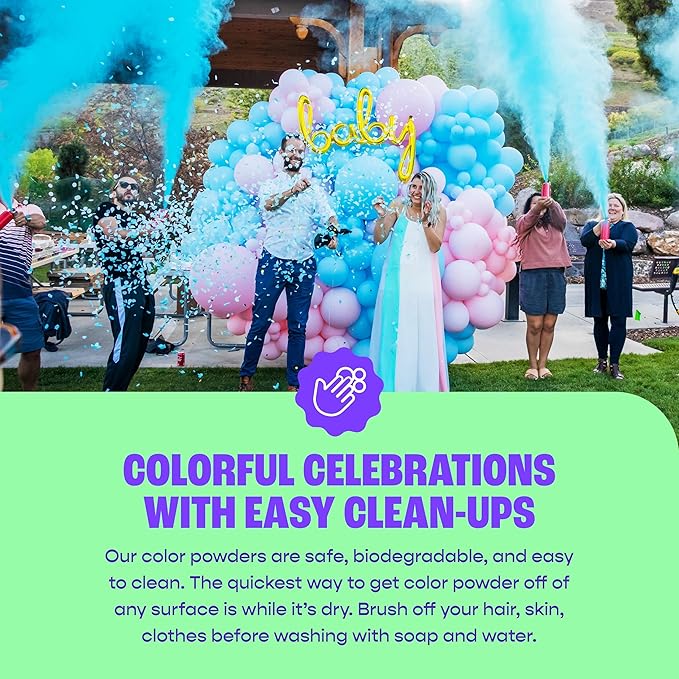 Chameleon Colors Gender Reveal Fire Extinguisher (Pink) - Built in America - Gender Reveal Powder Extinguisher for Baby Girl Photo Shoot or Party - 2 Pink Color Blasters - Non-Toxic
