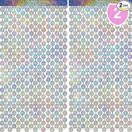 2 Packs Disco Ball Foil Curtain, Silver Glitter Metallic Backdrop for Birthday, Wedding, Baby Shower, Bachelorette, 70s 80s 90s Theme Party, Disco Party Decorations Supplies
