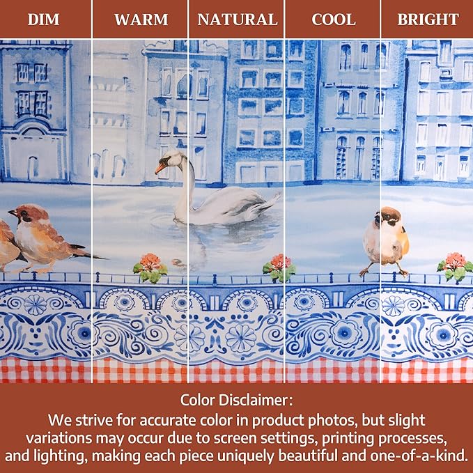 Maison d' Hermine Table Cloth Rectangle Table 100% Cotton 60 x 120 Inches Tablecloth Reusable Decorative for Dining Room Farmhouse Home Valentines Day Decorations Spring Summer - Amsterdam Canals
