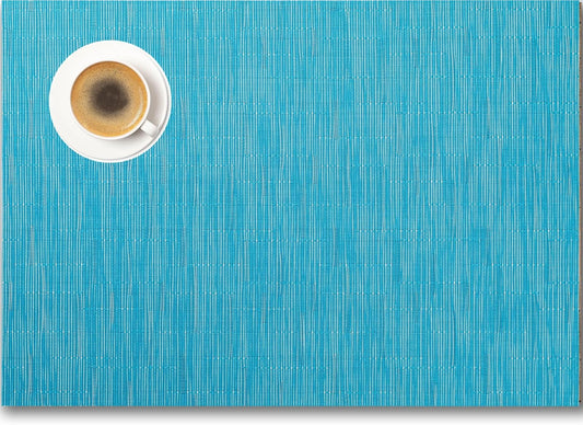 Placemats Set of 4 - Easy Clean Woven Vinyl Placemats for Dining Table, Indoor/Outdoor Place Mats, Washable PVC Table Mats（Teal Blue）