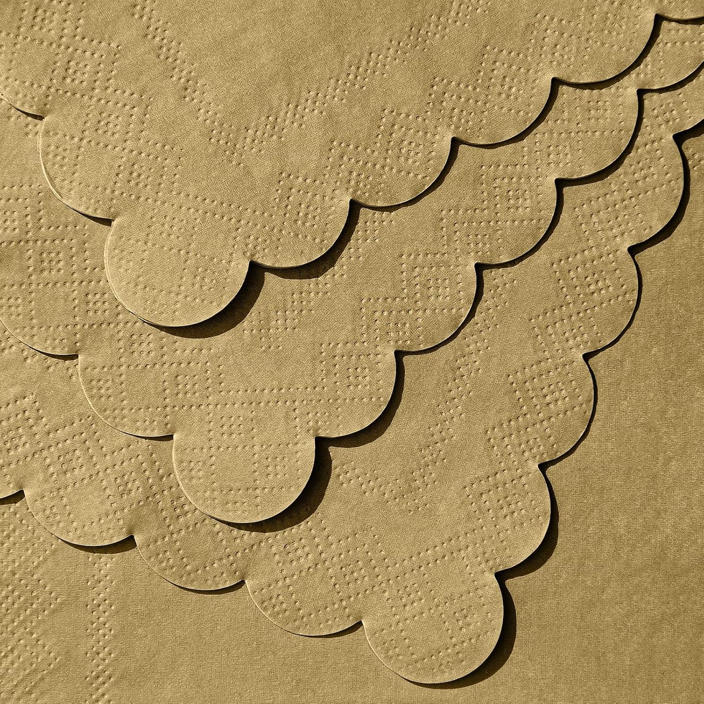 120 Pcs Cocktail Napkins Gold Napkins Disposable Scalloped Dessert Beverage Napkin Gold Party Napkin for Wedding, Birthday, Celebrate, 5 x 5 Inch