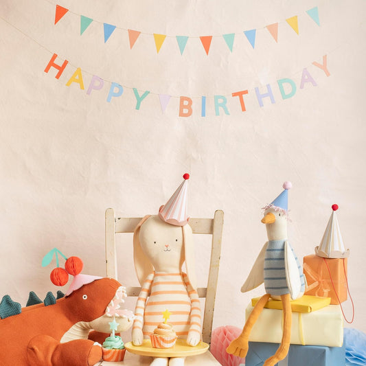 Meri Meri Birthday Party Hats, Pack of 8 Bright and Colorful Cone Birthday Hats for Kids & Adults, Cone Party Hats