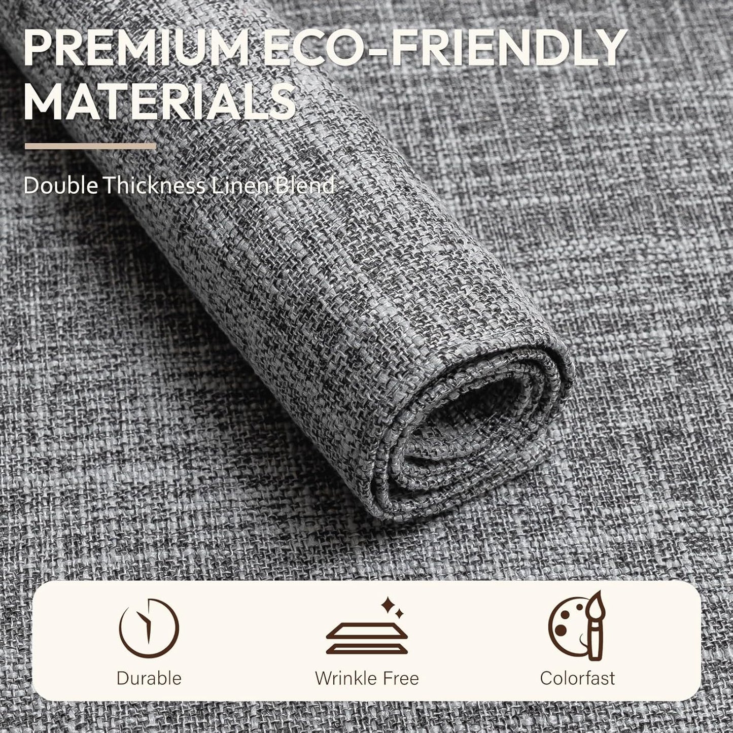 Blue Forest Placemats Set of 6, Dual-Layered Thickened Faux Linen Cloth Place Mats Heat Resistant Machine Washable Wrinkle Free Table Mats Indoor/Outdoor (Light Grey)