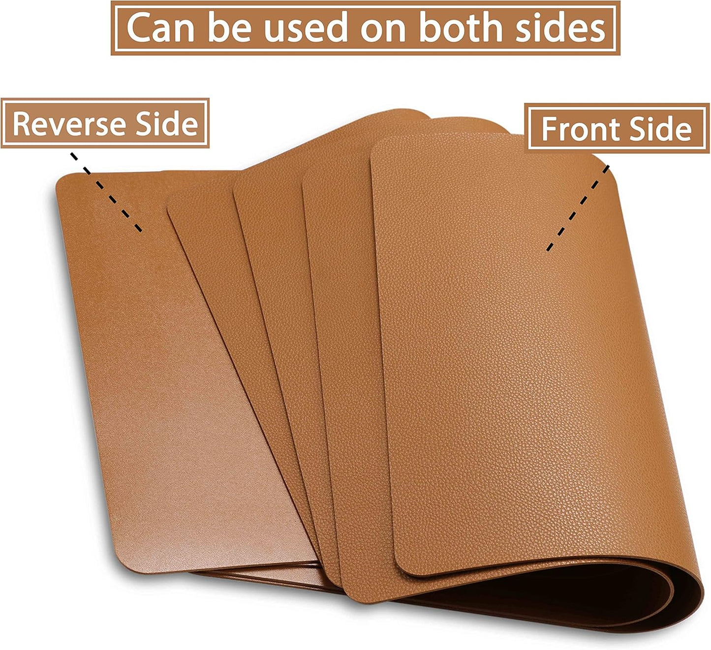 Wipeable Placemats Leather Table Mats Waterproof Heat-Resistant Easy to Clean for Dining Table Set Kitchen Table (6, Brown)