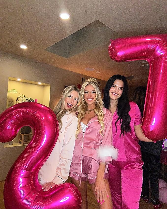 Hot Pink Number 7 Balloon 40 Inch, 7th Birthday Party Decorations for Children, Giant 7 Foil Balloon for Party Supplies