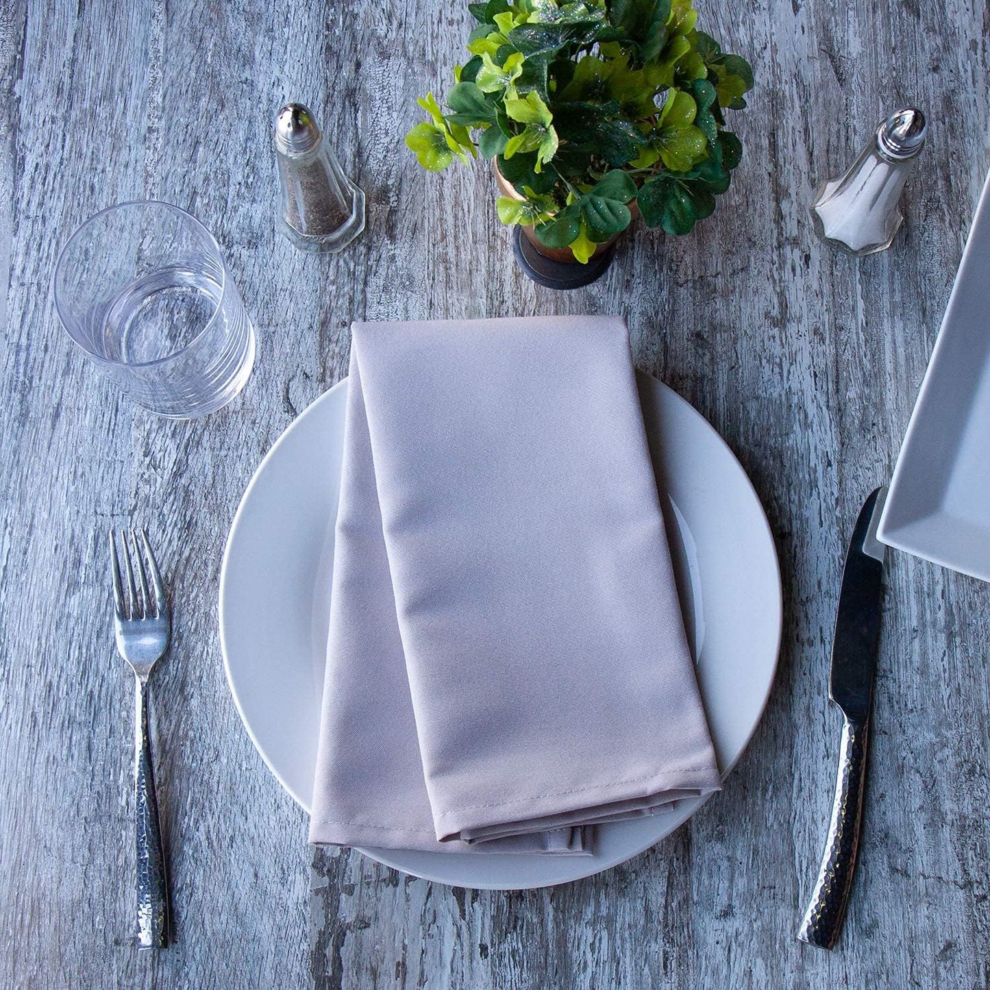 Arkwright Restaurant Cloth Napkins - (Pack of 25) Spun Polyester Dinner Napkin with Hemmed Edges - Ideal for Dinner, Wedding, Party, Banquet, Kitchen, 20 x 20 in, Grey