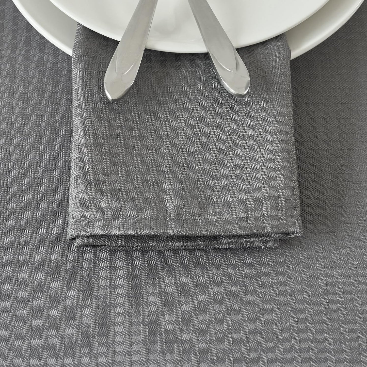 maxmill Cloth Napkins Weaved Texture Pattern Soft Comfortable and Luxury Serviette for Restaurant Family Dinners Weddings Parties and Banquets Set of 4 Pieces, 20 x 20 Inch Charcoal Gray