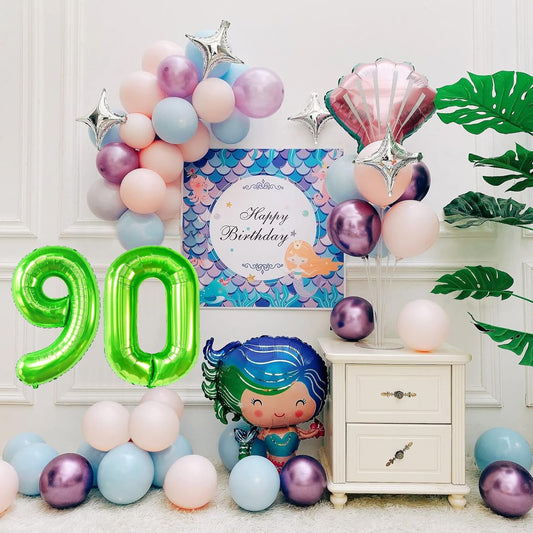 Smlpuame 40 inch Number Balloon 0-9 Green Large Number 90 Balloons,Digital Balloons for Birthday Party Celebration Decorations Supplies, Helium Foil Number Balloons for Wedding Anniversary