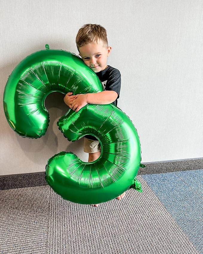 Dark Green Number 3 Balloon 40 Inch, 3rd Birthday Celebration Supplies for Girls Boys Women Men, 3 Balloon for Girls Boys Theme Party