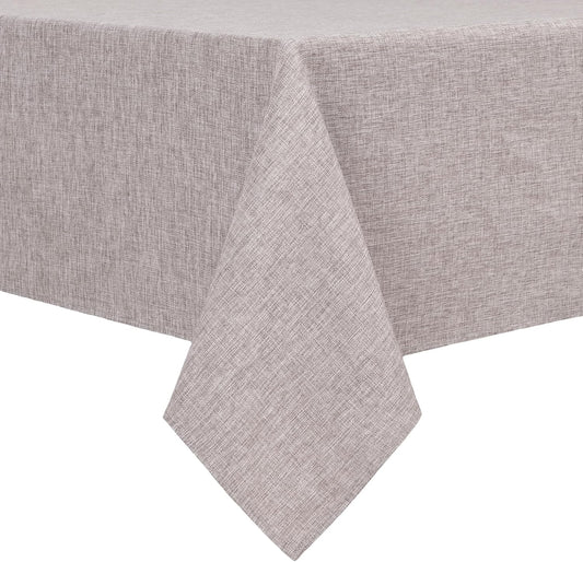 Hiasan Faux Linen Rectangle Tablecloth - Wrinkle and Stain Resistant Washable Table Cloth for Kitchen Dining Room Holiday Table Cover for Party Dinner, Stone, 30 x 60 Inch