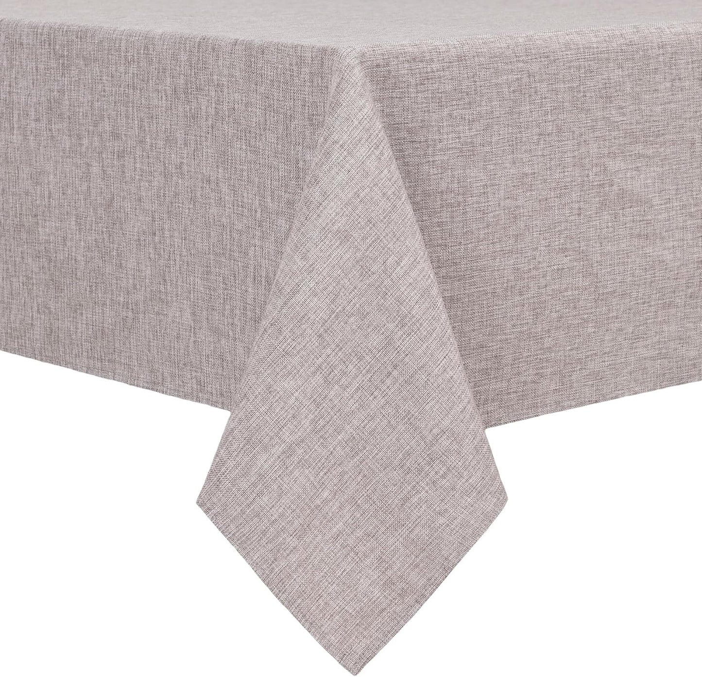 Hiasan Faux Linen Rectangle Tablecloth - Wrinkle and Stain Resistant Washable Table Cloth for Kitchen Dining Room Holiday Table Cover for Party Dinner, Stone, 60 x 120 Inch