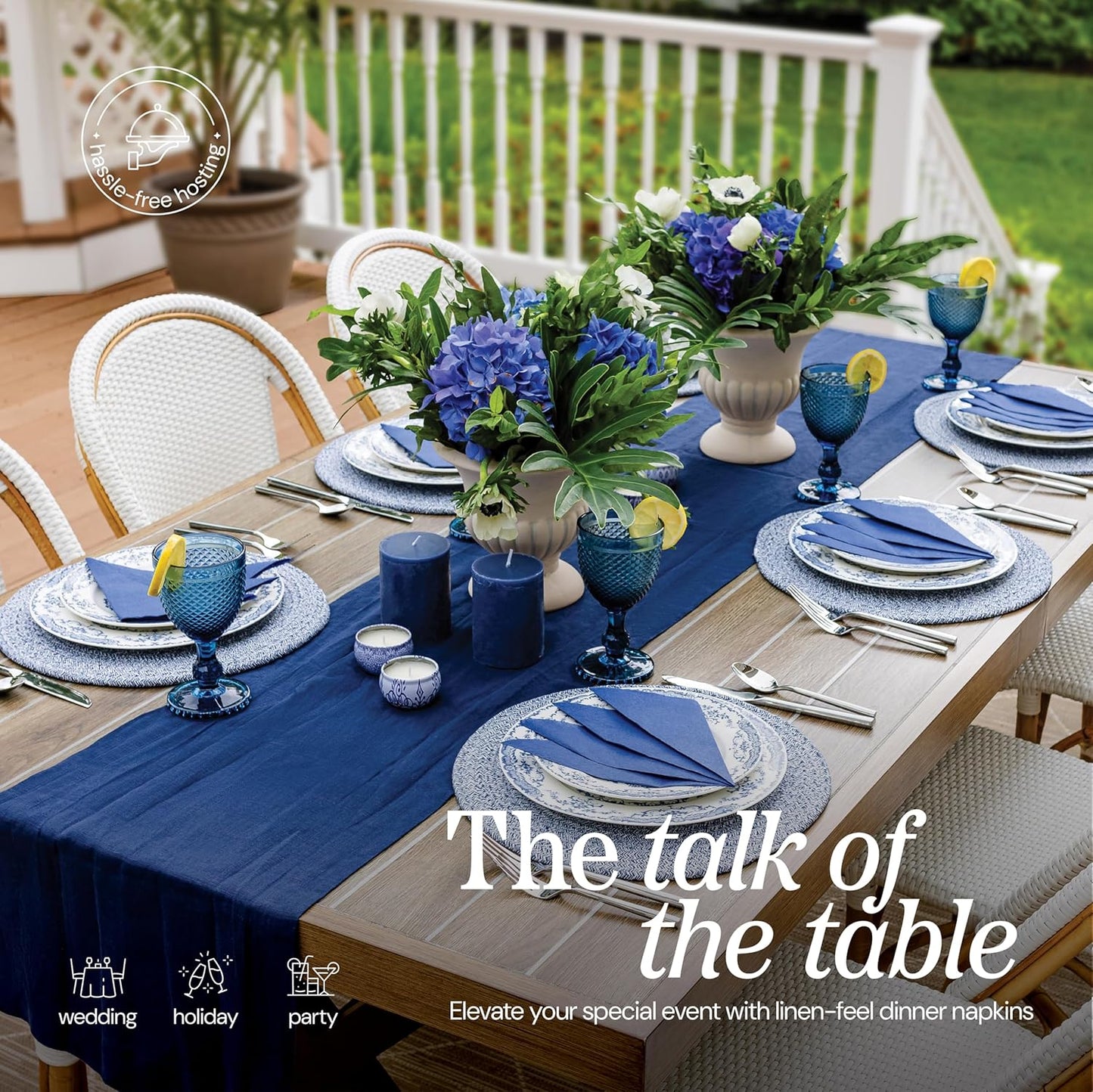 Disposable Dinner Napkins Blue Paper, [300 Pack] 12" x 17" 2-Ply Quilted Colored Blue Napkins For Wedding, Reception, Party Or Event