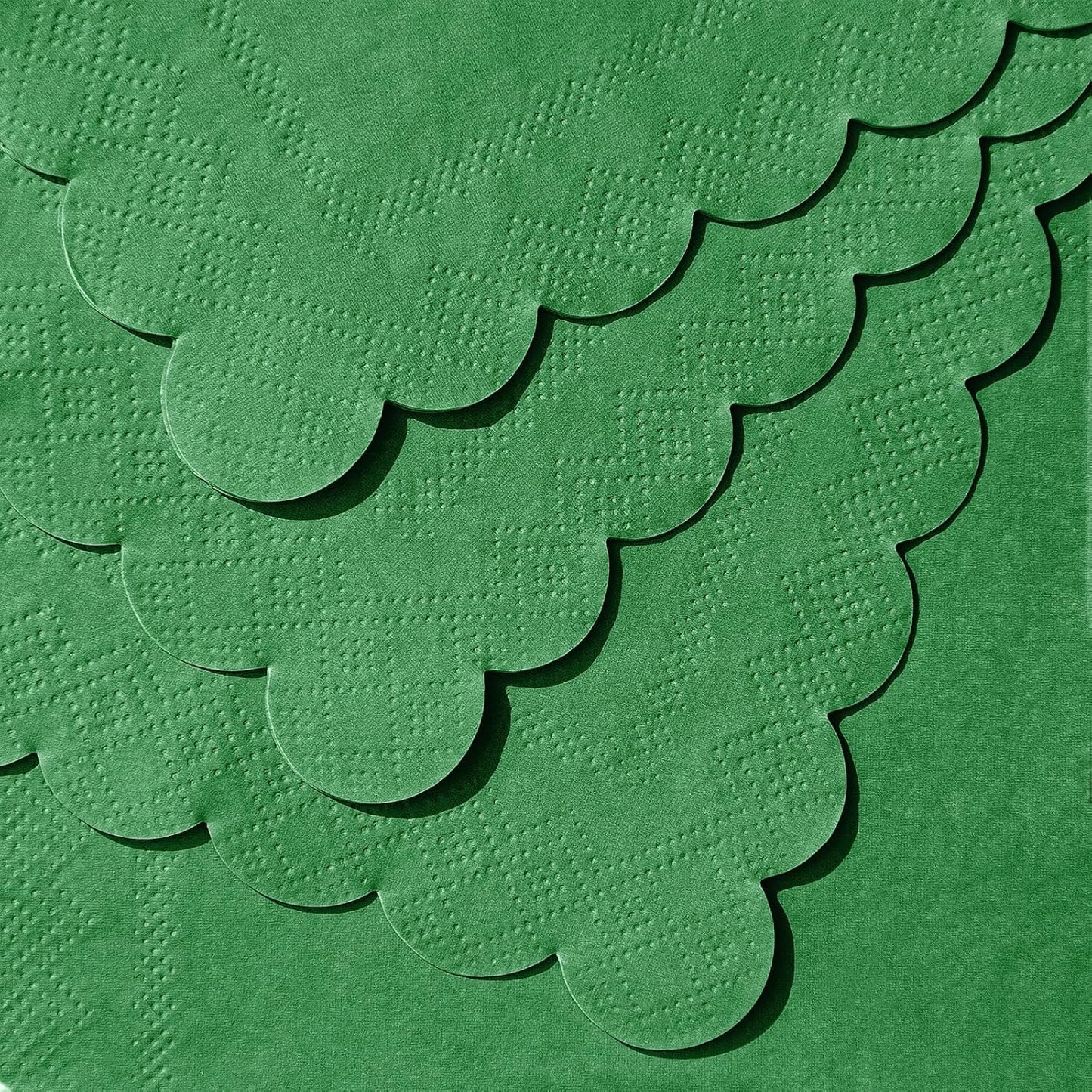 120 Pcs Green Napkins,Scalloped Christmas Napkins Green Beverage Dessert Napkin for Christmas Birthday Wedding Baby Shower, 5 x 5 Inch