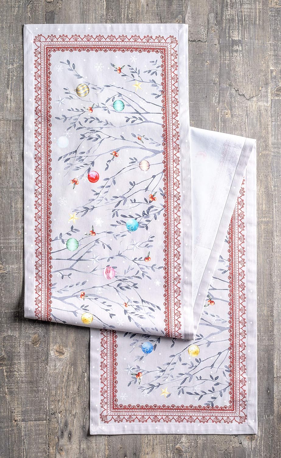 Maison d' Hermine Table Runner 100% Cotton Single Layer Table Runners 90 inches Long for Thanksgiving Christmas Decorations Home Kitchen Dining Party Wedding (Fairy Christmas, 14.5" x 90")