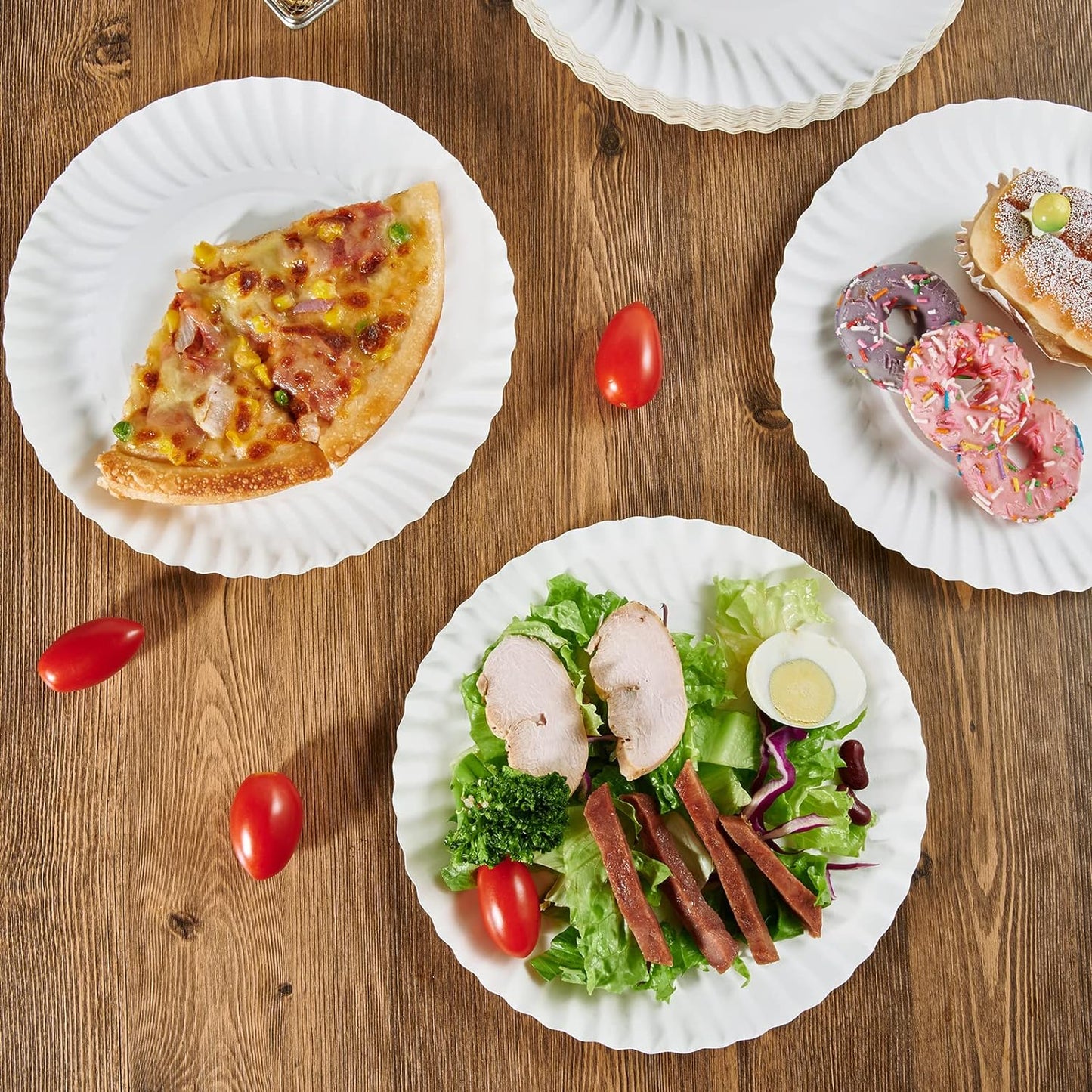 JOLLY PARTY 8.5 inch Paper Plates Uncoated,600 Count Everyday Disposable Plates, Light Weight Paper Plates White, Round Dinner Plates, Large Plate Lunch, for Home and Office