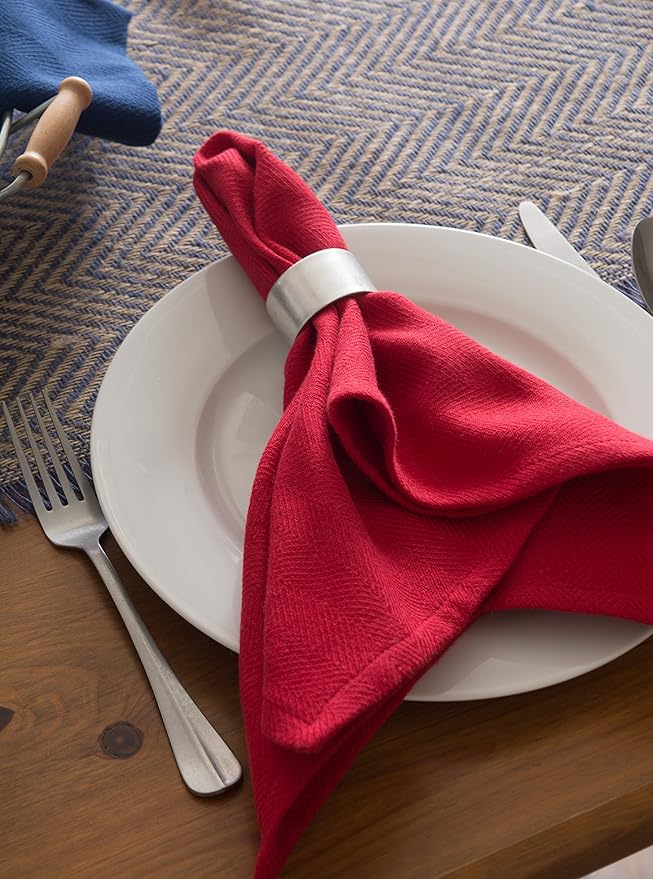 DII Jute Burlap Collection Kitchen Tabletop, Table Runner, 14x108, Chevron Blue