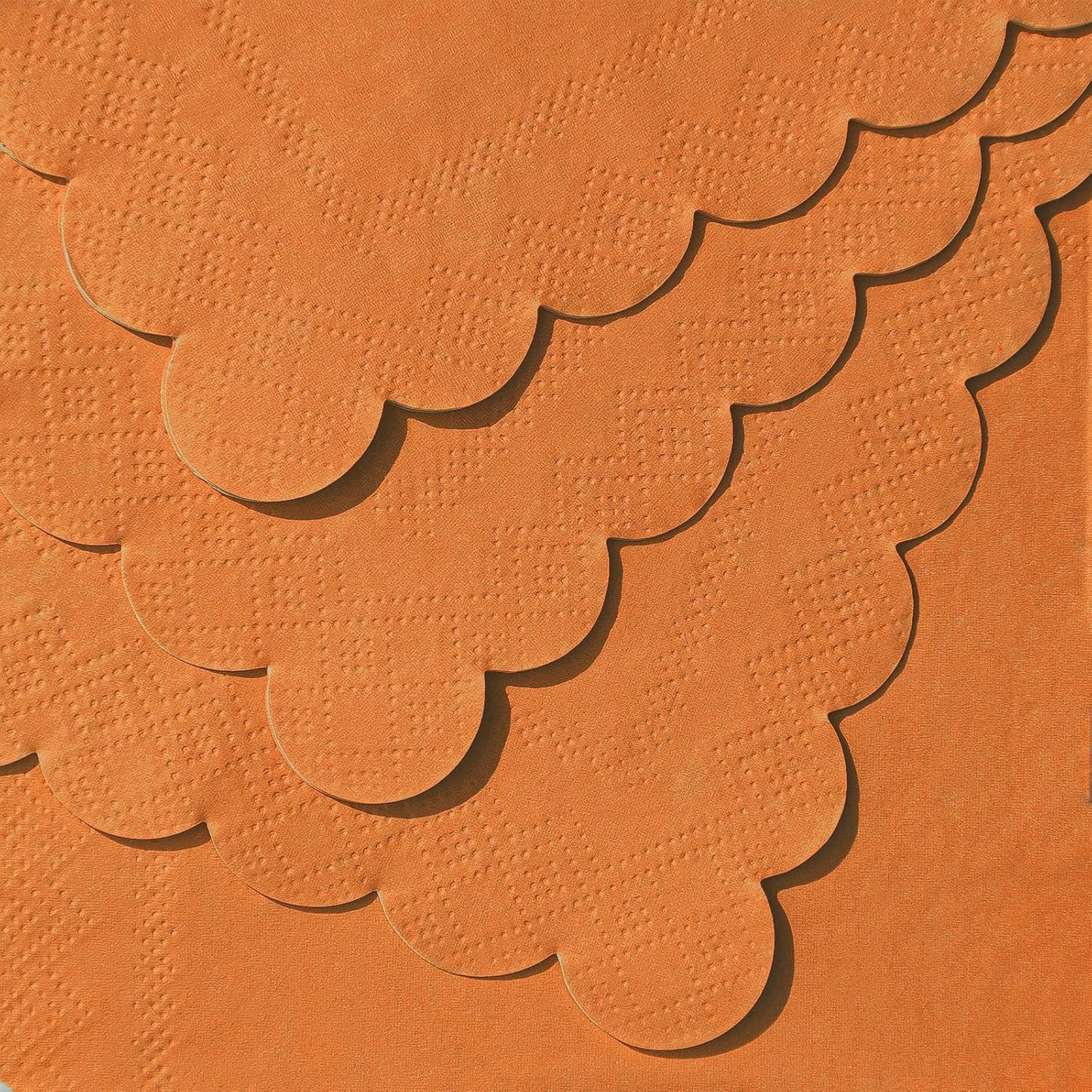 120 Pcs Orange Napkins,Scalloped Thanksgiving Fall Napkins Disposable Orange Dessert Beverage Napkin Burnt Cocktail Napkin for Fall, Thanksgiving，Birthday, 5 x 5 Inch
