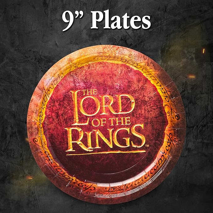 Silver Buffalo The Lord of the Rings Prancing Pony 60 Pack Partyware Disposable Paper Plates, Napkins, and Cups