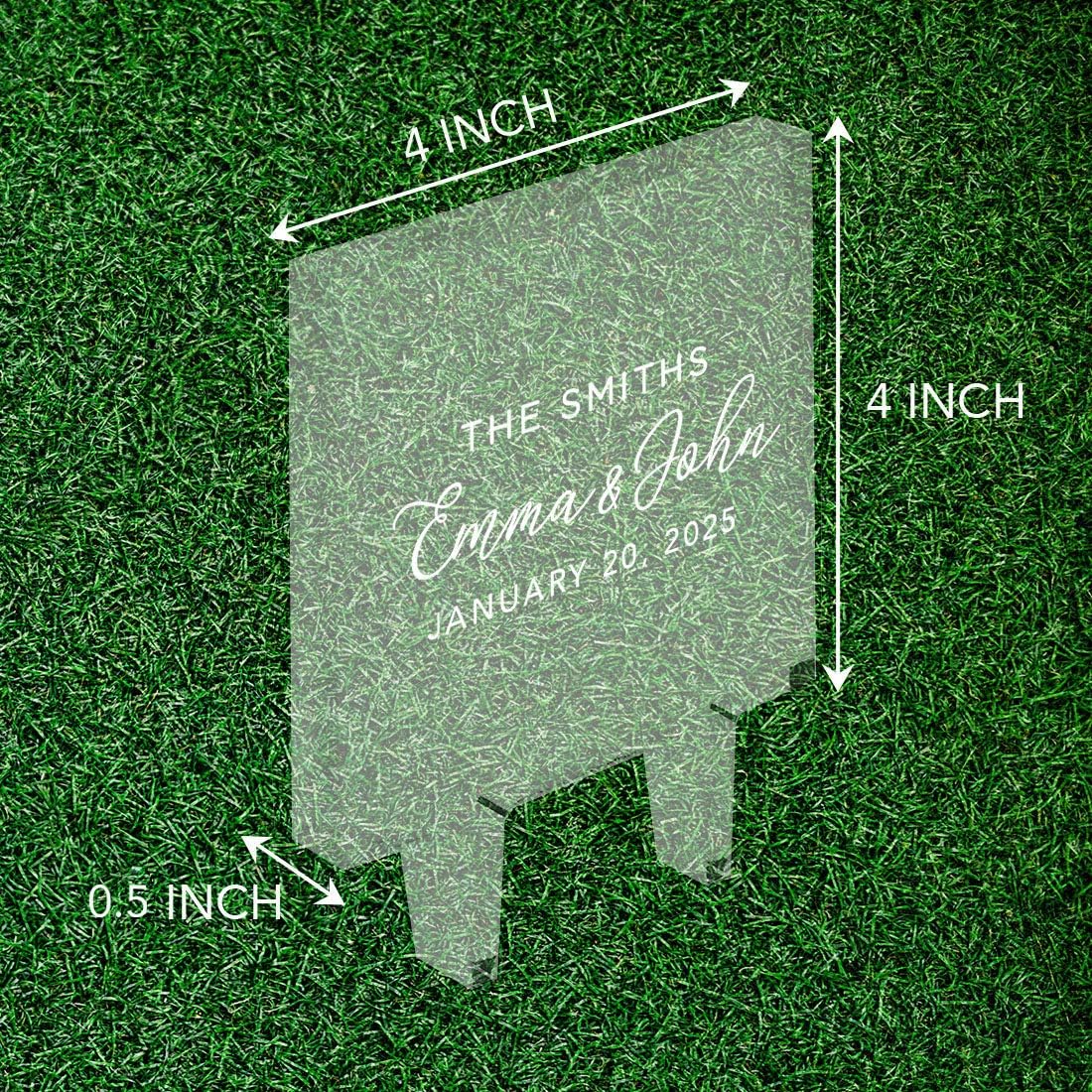 Andaz Press Clean Modern Last Name With Date Custom Wedding Cake Topper, Acrylic Square Personalized Couple Cake Topper