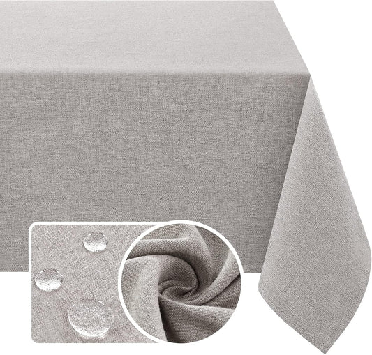 H.VERSAILTEX Linen Textured Tablecloth 60 x 120 Waterproof Decorative Table Cloth Spill-Proof Linen Look Cover for Party Table Extra Soft and Thick Fabric Wrinkle Free, Heather Taupe