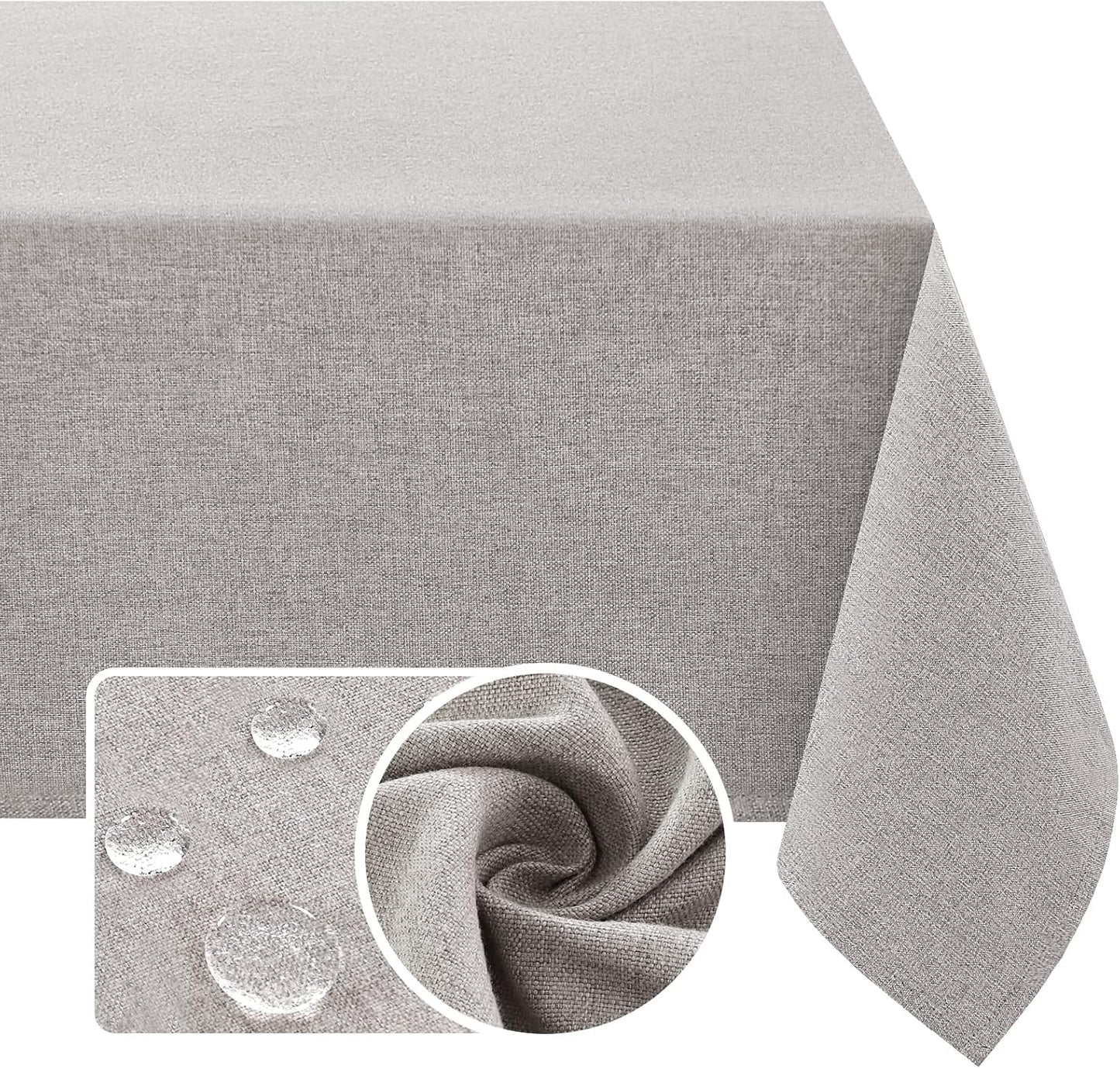 H.VERSAILTEX Linen Textured Tablecloth 60 x 84 Waterproof Decorative Table Cloth Spill-Proof Linen Look Cover for Party Table Extra Soft and Thick Fabric Wrinkle Free, Heather Taupe