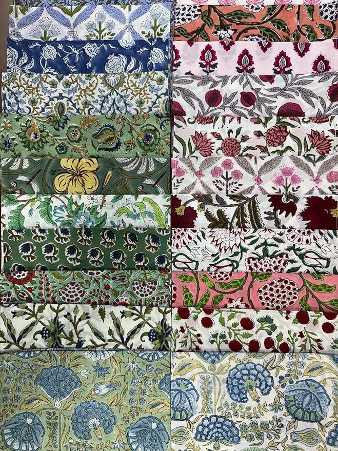 Napkins, Kitchen Towels, Table Decor, Table Linen, Cotton Cloth Border Napkins, Size 18"x 18", Hand Block Print Lunch, Dinner Napkins (Random Mix, Set of 4-18x18 Inch)