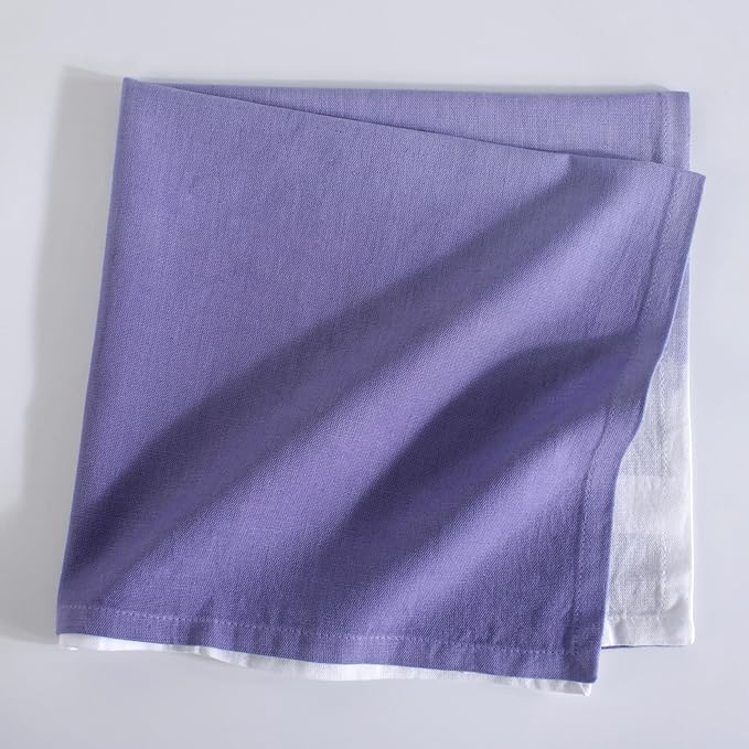 FINGERCRAFT Cloth Napkins Set of 6 Cotton Blend 20x20 Inch Large Size Dinner Napkins Cloth Perfect for Parties Dinners Weddings Cocktail Christmas Easter Ombre Tie Dye Purple