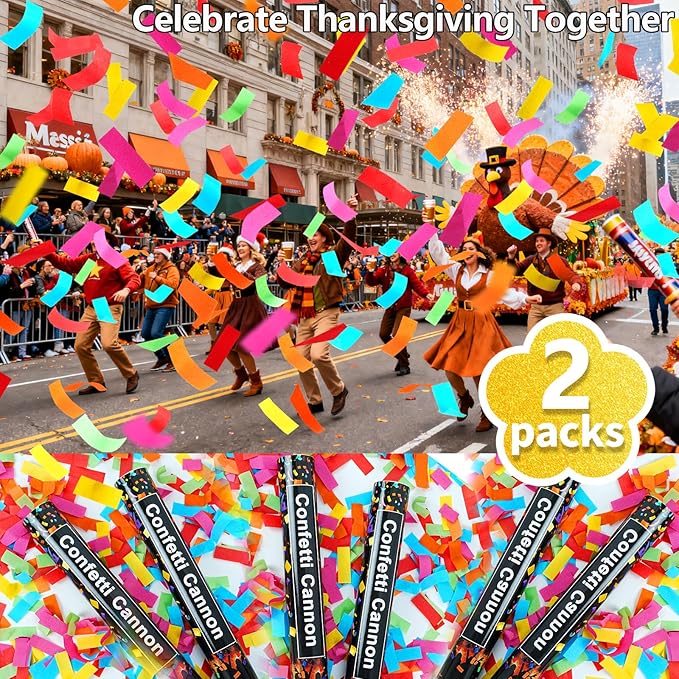 16in Biodegradable Confetti Poppers,Confetti Cannons Bulk with Colorful Confettis Design for Ceremony Party Favor Supplies,Birthday Holiday,valentines Day Party Easter Graduation 2026(2Pack)
