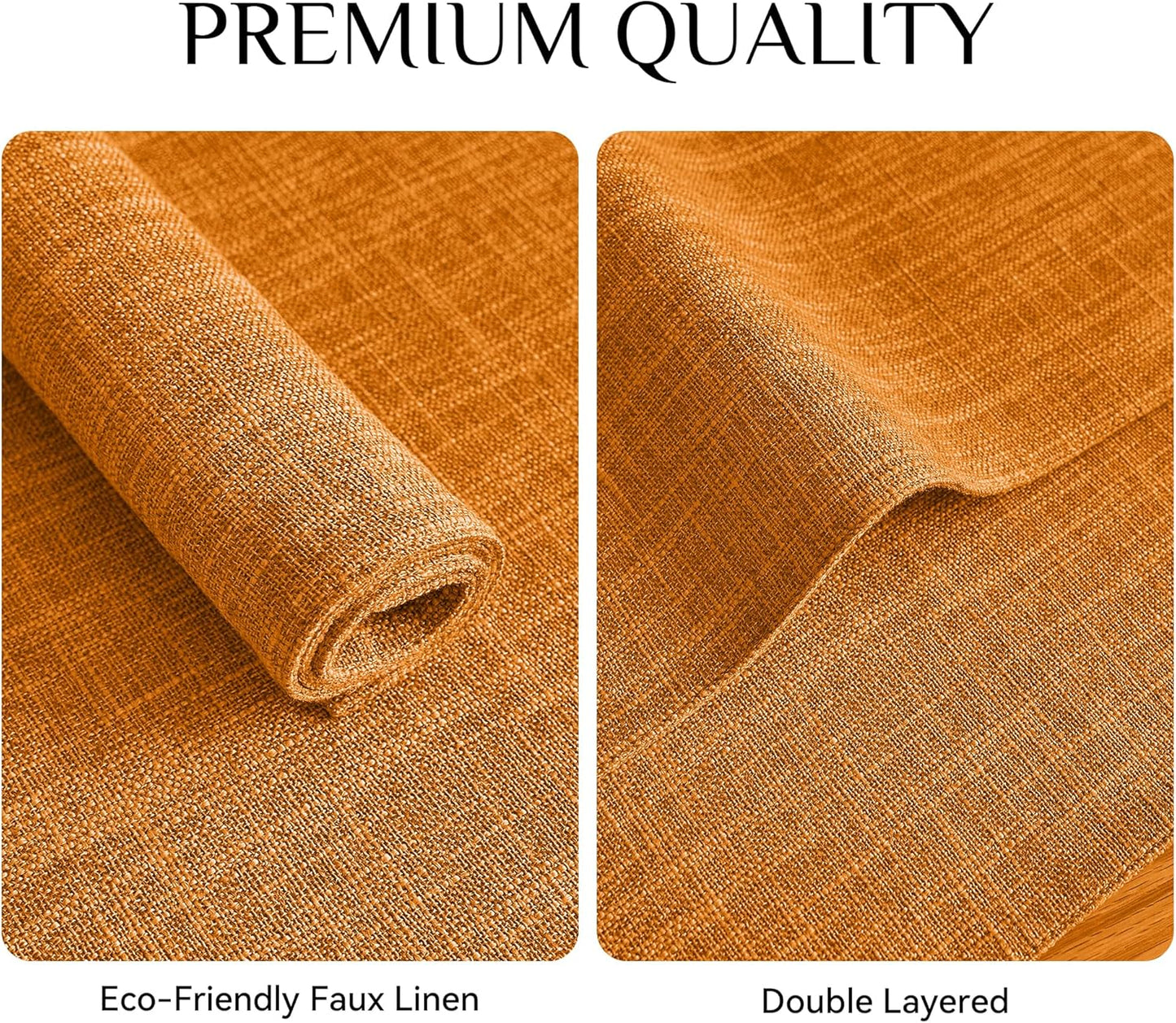 Softalker Faux Linen Placemats Set of 12-12 x 18 Inch, Heat Resistant Double Layered Durable Burlap Farmhouse Place Mats, Non-Slip Washable Rustic Table Mats for Dining, Kitchen, Party（Orange