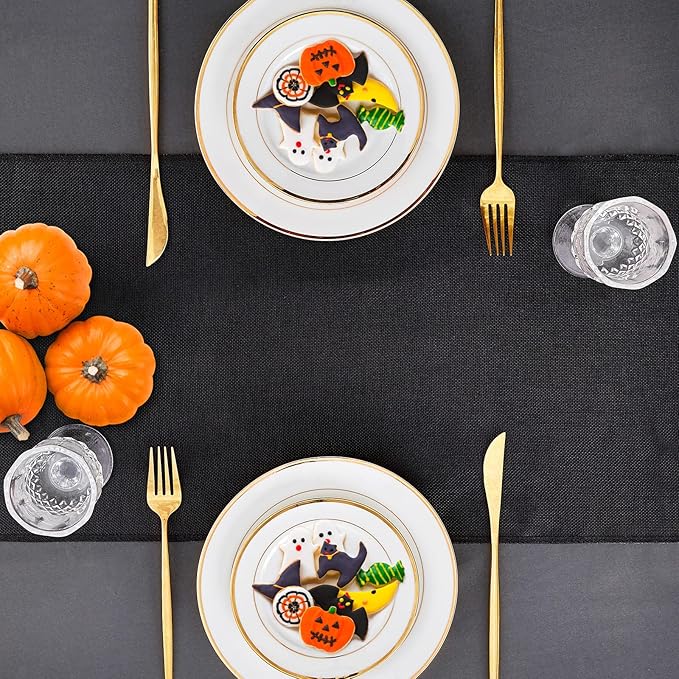 B-COOL Black Burlap Table Runners 2 Packs Halloween Table Runner Burlap Fabric for Wedding Party Holiday Dining Table Centerpiece Decor 13x108 Inch
