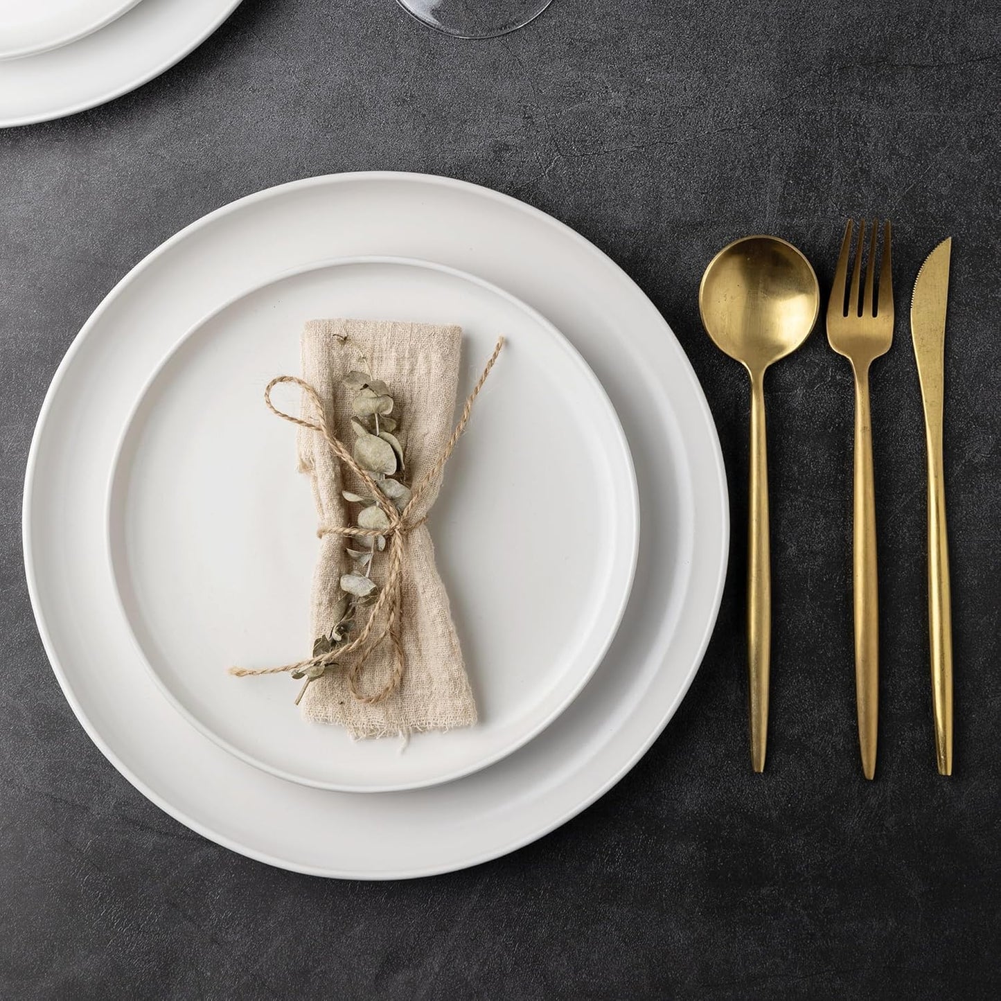 AmorArc Ceramic Dinner Plates Set of 6, Wavy Rim 10.5 Inch Stoneware Dish Set, Large Dinnerware Plates for Kitchen-Microwave&Dishwasher Safe, Scratch Resistant-Reactive Glaze Matte White