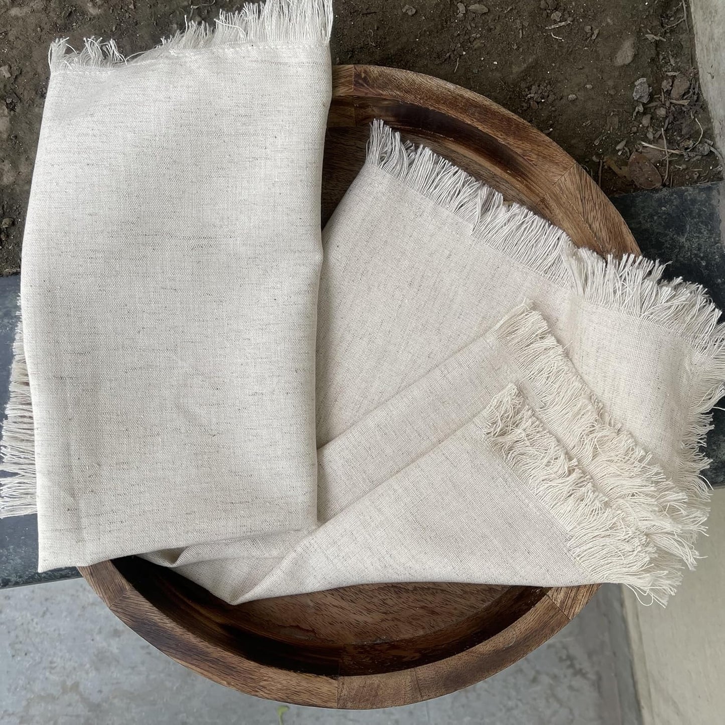 Homidate Linen Cloth Dinner Napkins Set of 12 – 18x18 Natural with Fringed Corners – Machine Washable Fabric Napkins for Weddings, Baby Showers, Parties & Dining