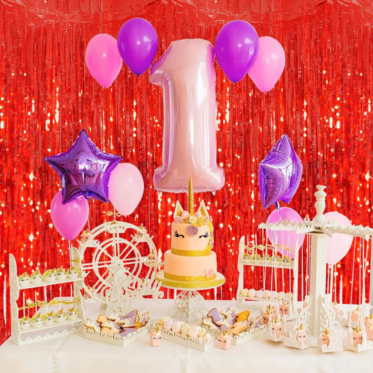 Streamer Party Decorations - 3.28 ft x 6.56 ft Metallic Foil Fringe Curtains Party Streamer Photo Backdrop for Birthday, Wedding, Baby Shower & Holiday Decor